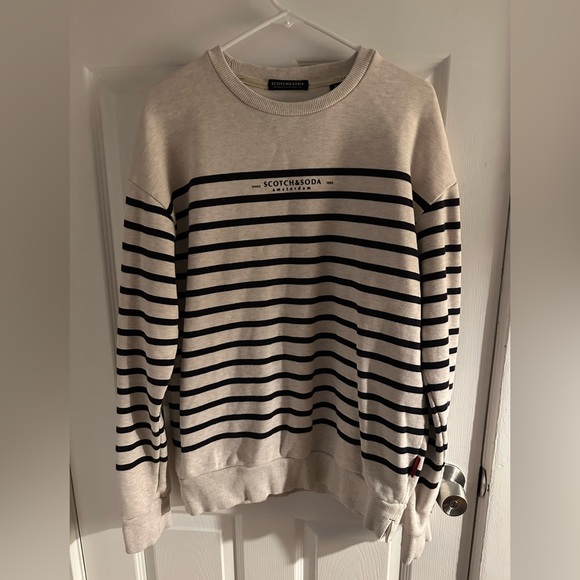 Scotch & Soda Cream and Black Crewneck Sweater Timeless Stripes - Picture 10 of 10